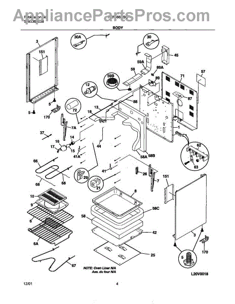 Parts for Frigidaire FEF366ASC: Body Parts - AppliancePartsPros.com