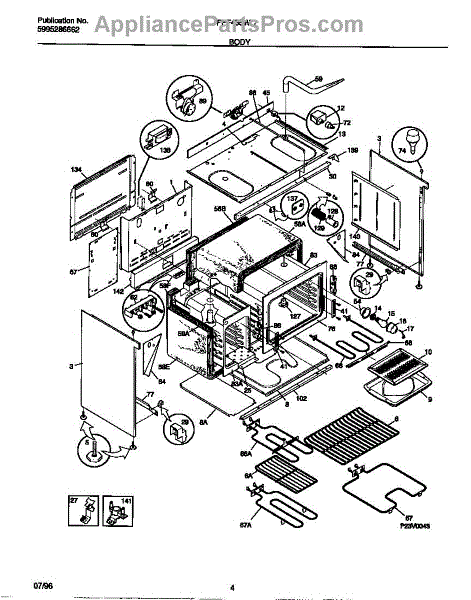 Parts for Frigidaire FEF455WCBC: Body Parts - AppliancePartsPros.com