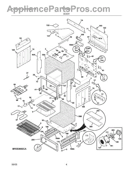 Parts for Frigidaire FES366ECB: Body Parts - AppliancePartsPros.com