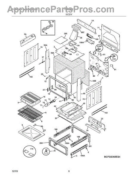 Parts for Frigidaire FGS365ECH: Body Parts - AppliancePartsPros.com