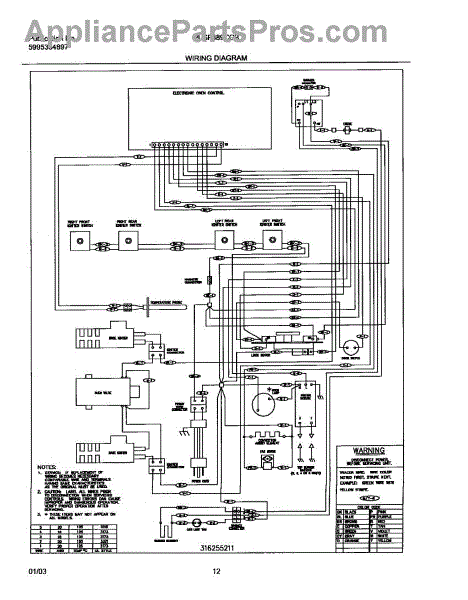 Parts for Frigidaire PLGF389CCB: Wiring Diagram Parts ...