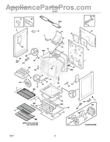 Parts for Frigidaire LGGF3043KFM: Body Parts - AppliancePartsPros.com