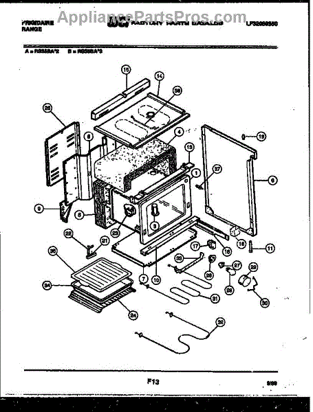 Parts for Frigidaire RS35BAL2: Body Parts - AppliancePartsPros.com