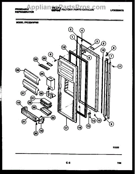 Parts for Frigidaire FPCE24VFW0: Refrigerator Door Parts ...