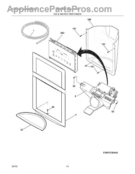 Parts for Frigidaire FGUS2642LF0: Ice & Water Dispenser ... single door refrigerator wiring diagram 