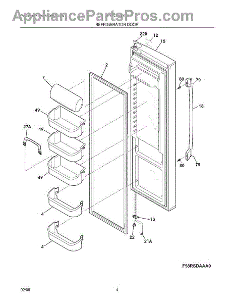 Parts for Frigidaire FPHS2699KF0: Refrigerator Door Parts ...