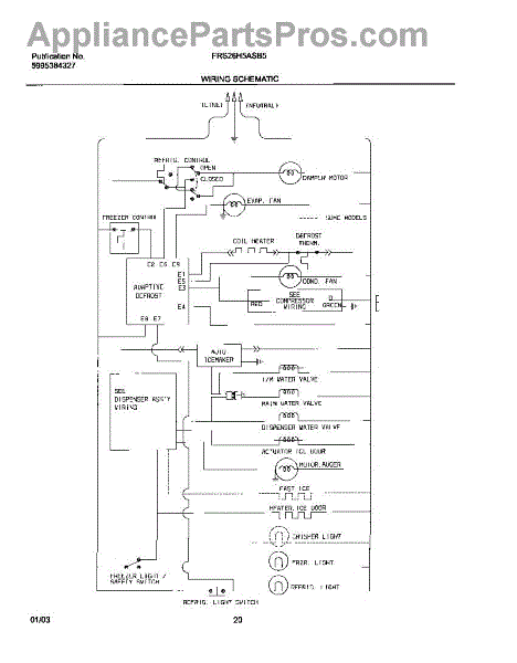 Parts for Frigidaire FRS26H5ASB5: Wiring Schematic Parts ... frigidaire refrigerator wiring schematic 