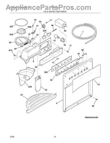 Parts for Frigidaire FRS6LF7JS0: Ice & Water Dispenser Parts ...