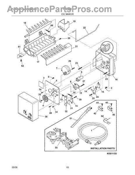 Parts for Frigidaire FRS6R4EB7: Ice Maker Parts - AppliancePartsPros.com