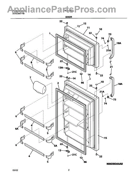 Frigidaire Refrigerator Door Parts Diagram