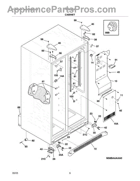 Parts for Frigidaire FRS6LR5EM2: Cabinet Parts - AppliancePartsPros.com