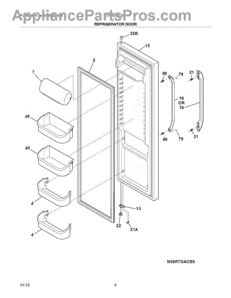 Parts for Frigidaire LFUS2613LP0: Refrigerator Door Parts ... frost diagram for chlorine 