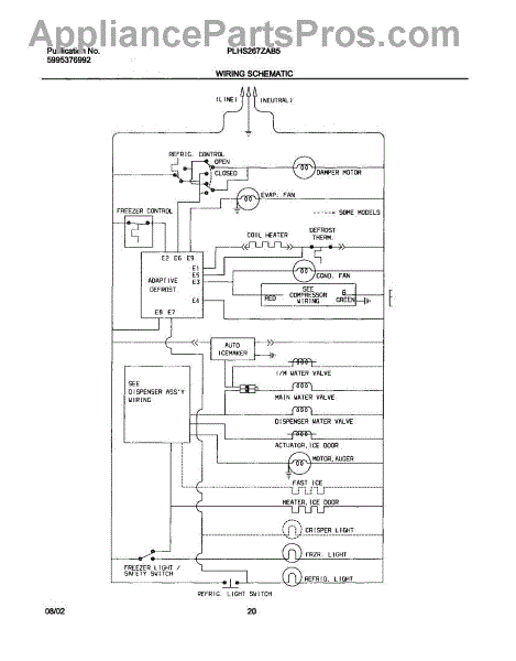 Parts for Frigidaire PLHS267ZAB5: Wiring Schematic Parts ...