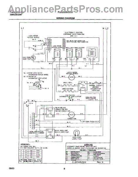 Parts for Frigidaire PLEB30S8CCC: Wiring Diagram Parts ...