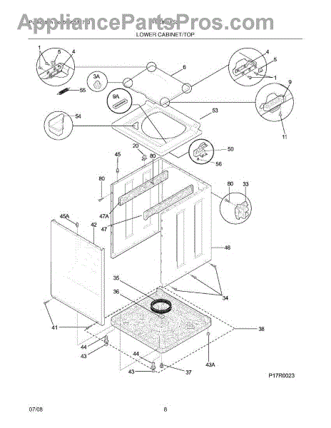 Parts for Frigidaire FEX831FS2: Lower Cabinet / Top Parts - AppliancePartsPros.com