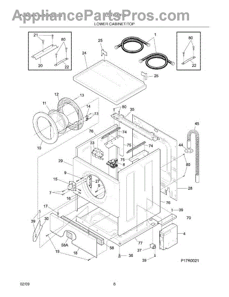 Parts for Frigidaire GLGH1642FS3: Lower Cabinet / Top Parts ...