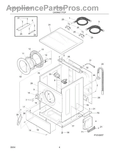 Parts for Frigidaire GLTF530DS0: Cabinet / Top Parts ...