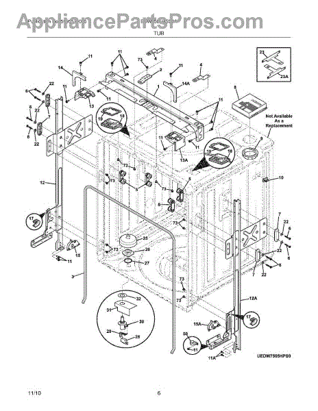 Parts for Electrolux EDW7505HSS0A: Tub Parts - AppliancePartsPros.com