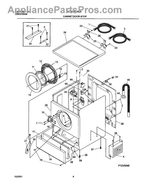 Parts for Frigidaire GLTR1670AS0: Wshr Cab,door Parts ...