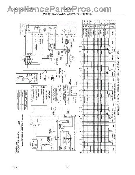 Parts for Frigidaire GLWS1339CS1: Wiring Diagram Parts ...