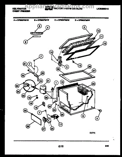 Parts for Frigidaire CFS83FM1W: Chest Freezer Parts ...