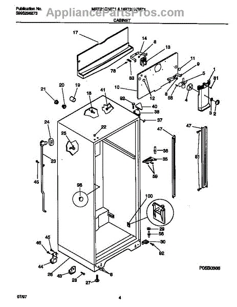 Parts for Frigidaire MRT21NREW1: Cabinet Parts - AppliancePartsPros.com