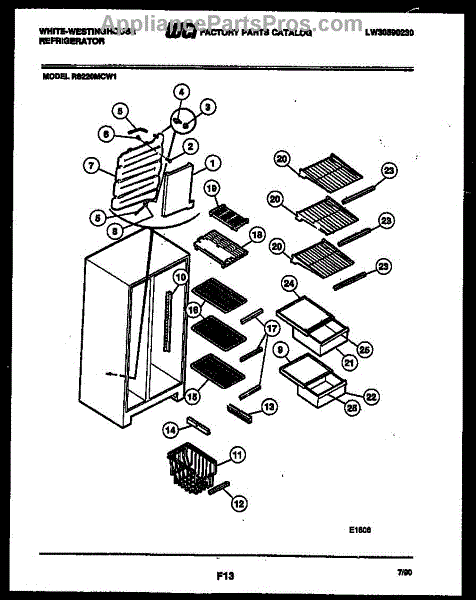 Parts for Frigidaire RS220MCD1: Shelves and Supports Parts ...