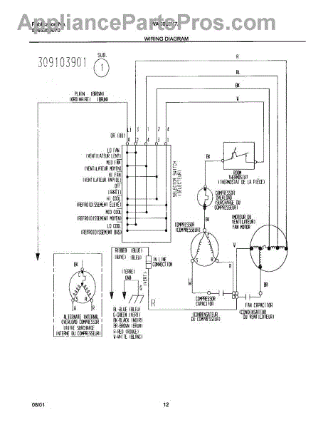 Parts for White Westinghouse WAC083K7A1: Wiring Diagram Parts ...