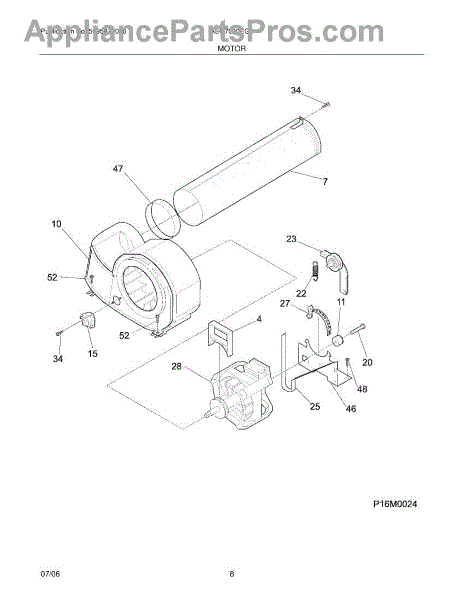 Parts for Frigidaire AEQ7000EG0: Motor Parts - AppliancePartsPros.com