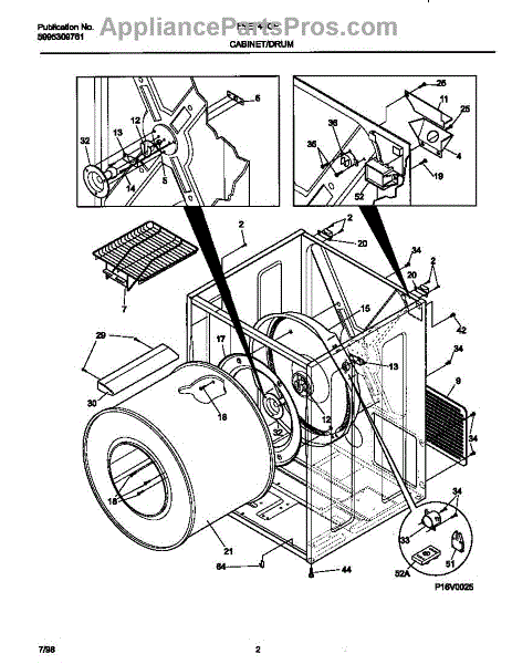 Parts for Frigidaire FSE748GFS0: Cabinet / Drum Parts ...