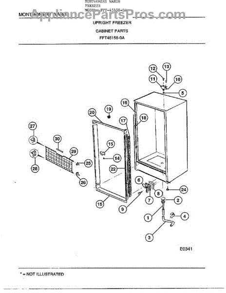 Parts for Frigidaire 45158-OA: Upright Freezer / Cabinet Parts ...