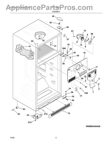 Parts for Frigidaire FRT18B5JW2: Cabinet Parts - AppliancePartsPros.com