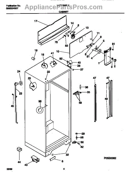 Parts for Frigidaire FRT18INLHD0: Cabinet Parts - AppliancePartsPros.com