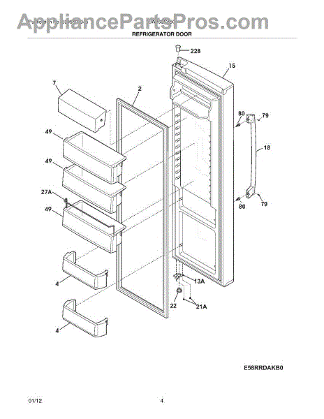 Parts for Electrolux EW26SS65GS0: Refrigerator Door Parts ...