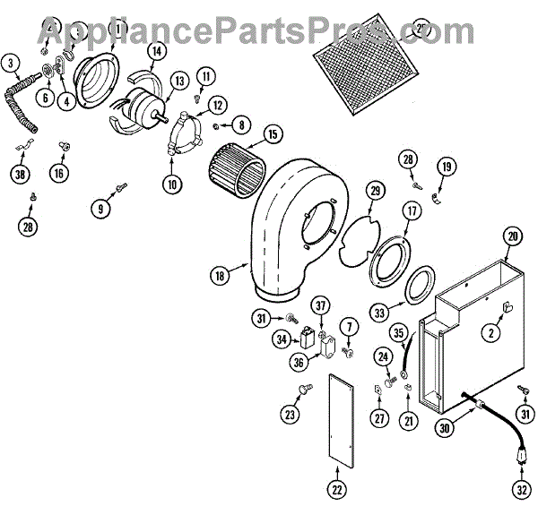 Parts For Jenn-air Cg205w: Blower Assembly-plenum Parts 