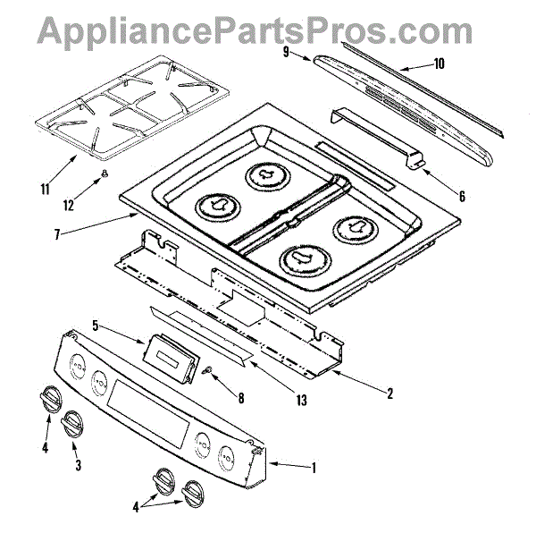 Parts for Jenn-Air JGS8750BDS: Control Panel / Top Assembly Parts ...