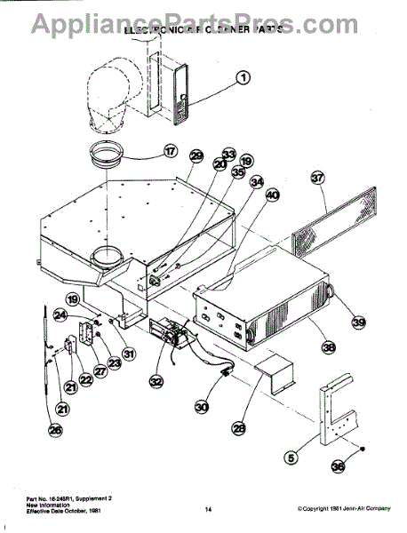 Parts for Jenn-Air F120: Electronic Air Cleaner Parts ...