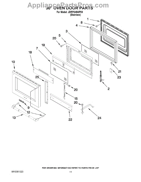 Parts for Jenn-Air JDRP548WP00: 30`` Oven Door Parts ...