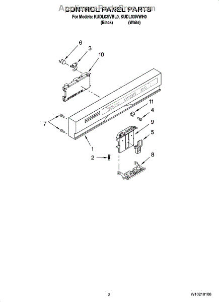 Parts for KitchenAid KUDL03IVBL0: Control Panel Parts