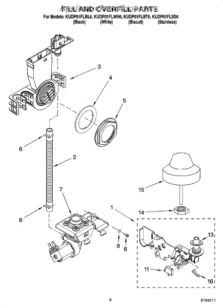 Parts for KitchenAid KUDP01FLSS6: Fill and Overfill Parts ...