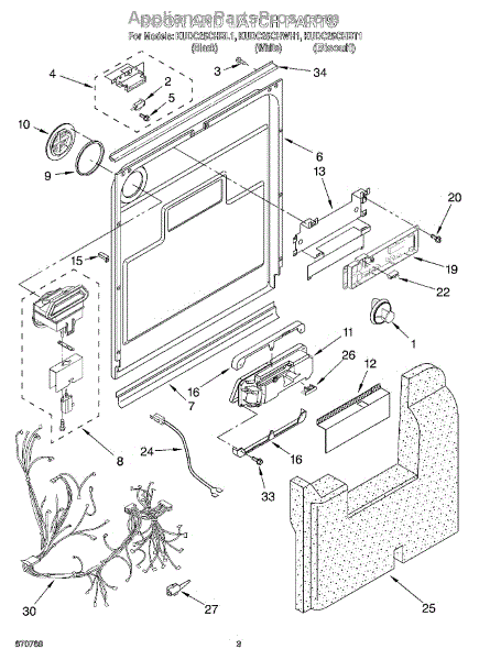 Parts For KitchenAid KUDC25CHBL1: Door And Latch Parts ...