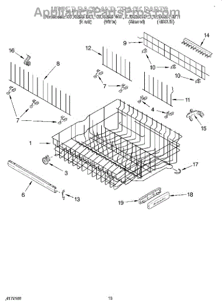 Parts for KitchenAid KUDS25SHWH1: Upper Rack and Track Parts ...