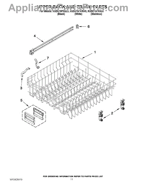 Parts for KitchenAid KUDC10FXSS3: Upper Rack and Track Parts ...