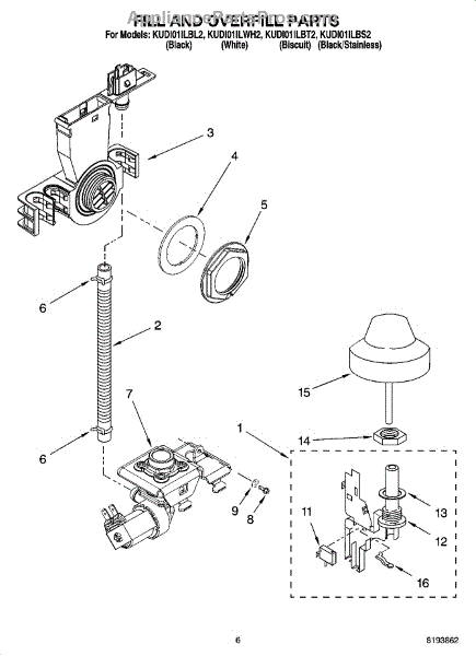 Parts for KitchenAid KUDI01ILWH2: Fill and Overfill Parts ...