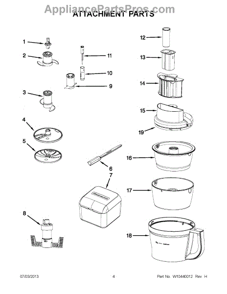 Parts for KitchenAid KFP1333CU0: Attachment Parts - AppliancePartsPros.com