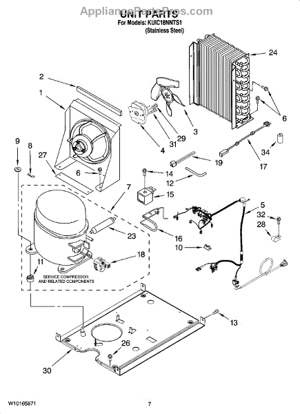 Parts for KitchenAid KUIC18NNTS1: Unit Parts, Optional Parts (not ...