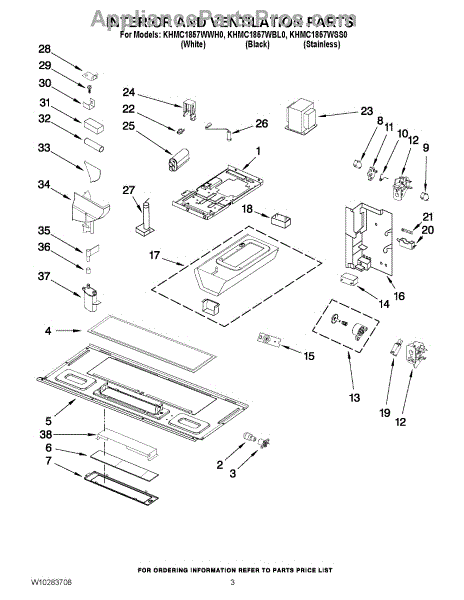 Parts for KitchenAid KHMC1857WSS0: Interior and Ventilation Parts ...