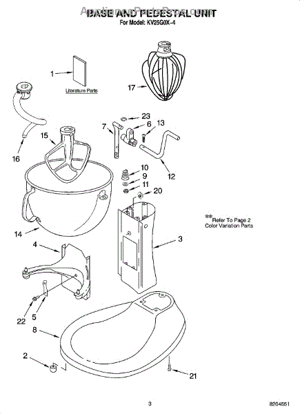 Parts for KitchenAid KV25G0X-4: Base and Pedestal Unit Parts ...