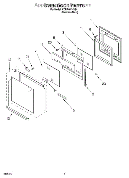 Parts for KitchenAid KDRP407HSS4: Oven Door Parts - AppliancePartsPros.com