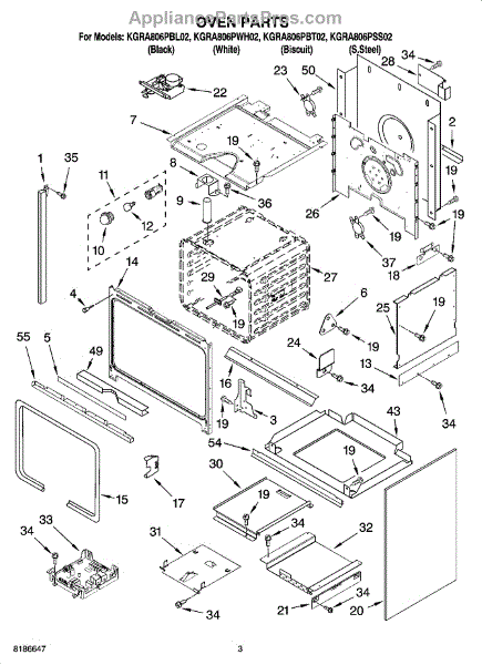 Parts for KitchenAid KGRA806PSS02: Oven Parts ...